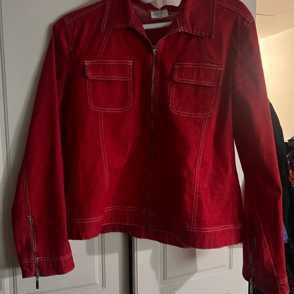 Mac & Jac Red Jean Jacket - Picture 1 of 7